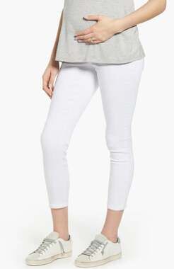 1822 DENIM Super Skinny Maternity Ankle Jeans Size 25 White Ultra Soft NWT